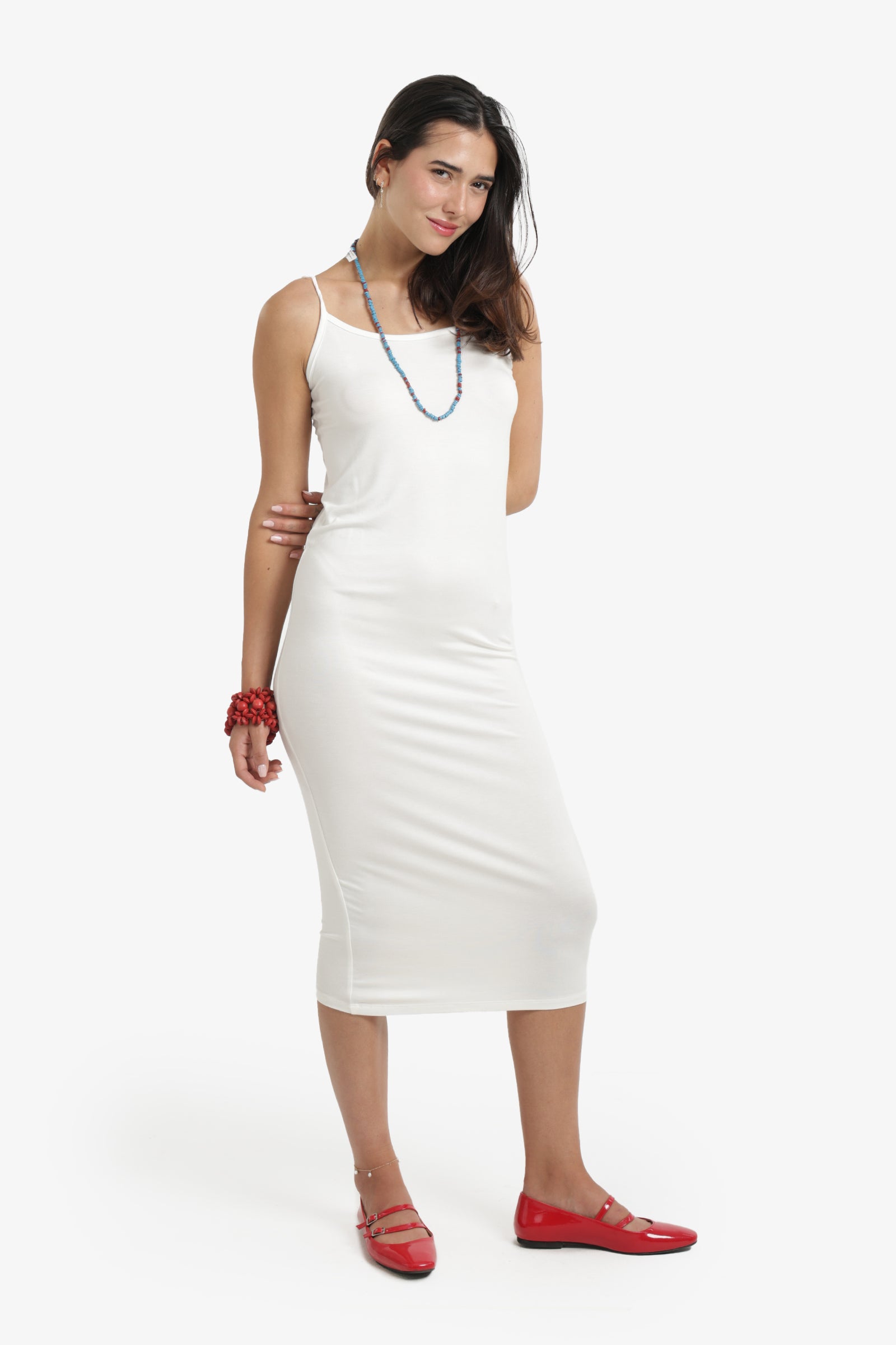 Plain Slim Fit Midi Dress