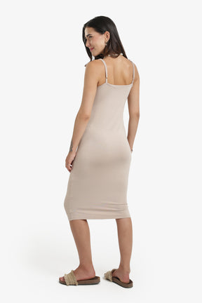 Plain Slim Fit Midi Dress