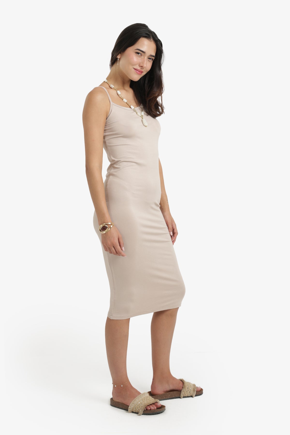 Plain Slim Fit Midi Dress