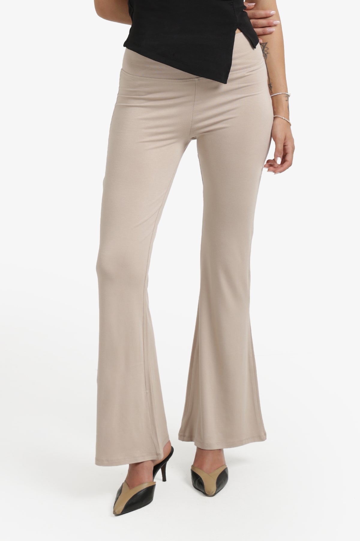 Elastic Waist Flare Pants