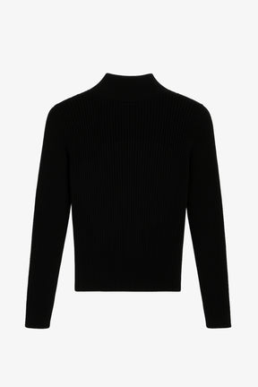 Ribbed High Neck Pullover