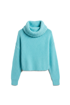 Cropped Cowl Neck Pullover
