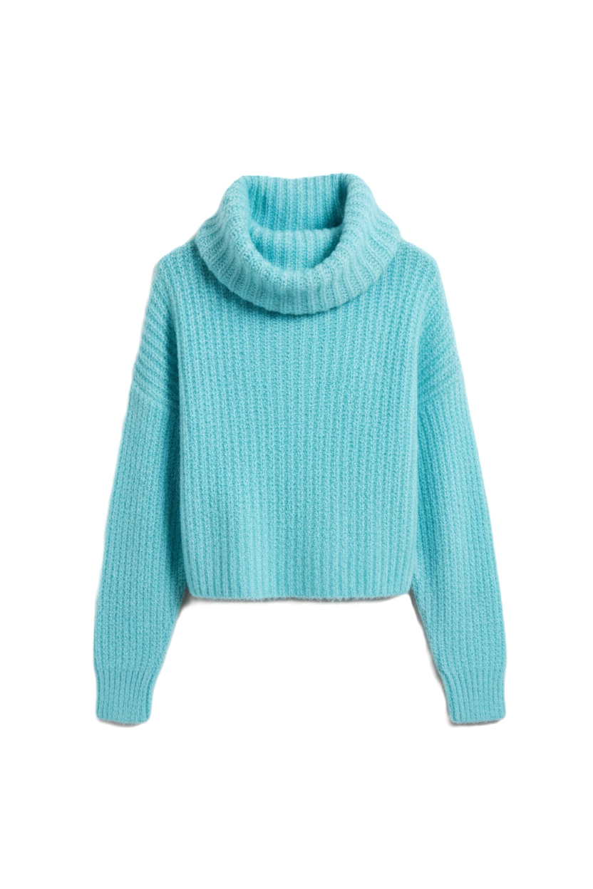 Cropped Cowl Neck Pullover