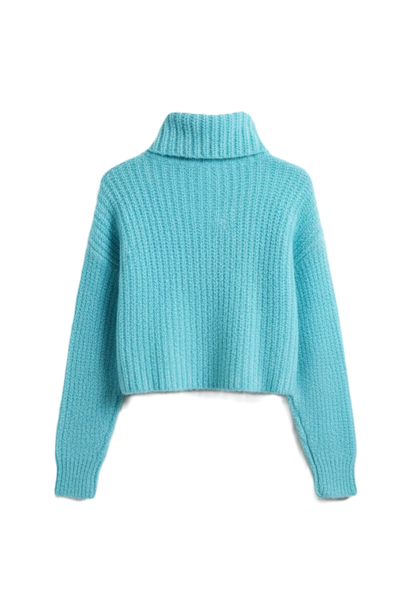 Cropped Cowl Neck Pullover