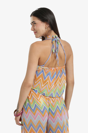 Zigzag Chiffon Beach Top