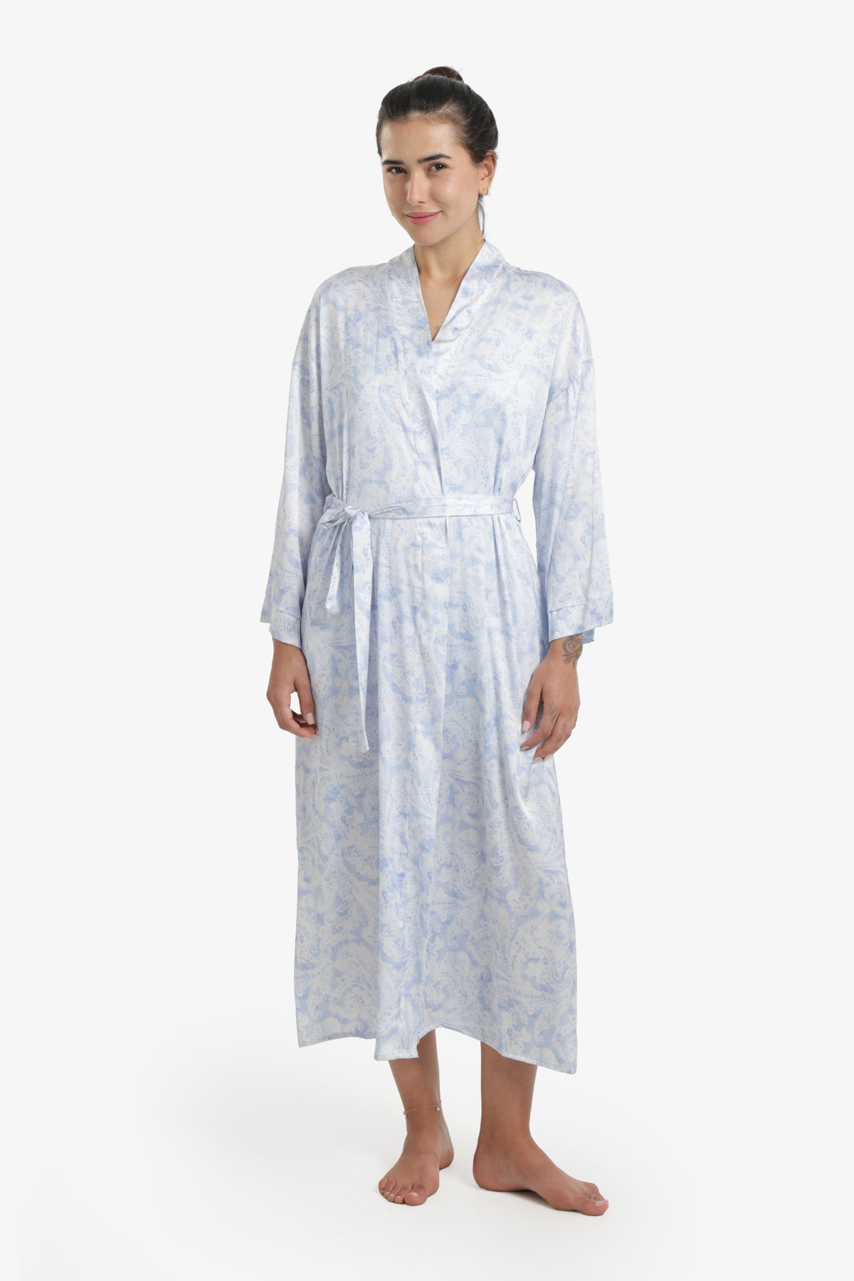 Printed Midi Satin Robe
