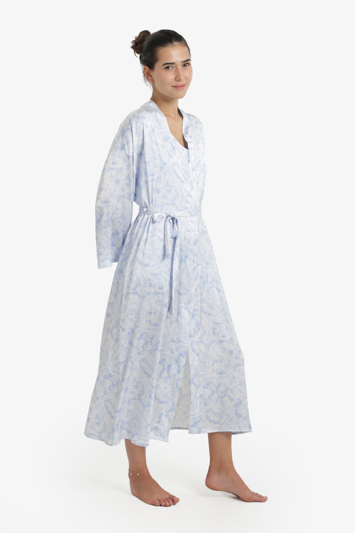 Printed Midi Satin Robe
