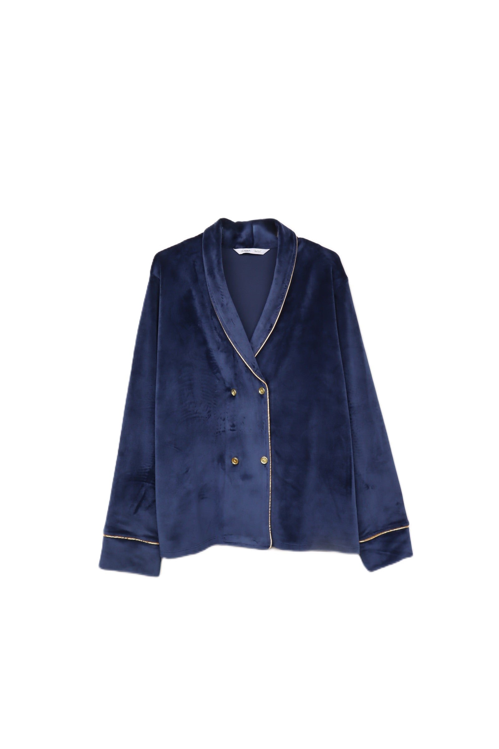 طقم بيجامة قطيفة بأزرار مزدوجة