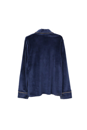 طقم بيجامة قطيفة بأزرار مزدوجة