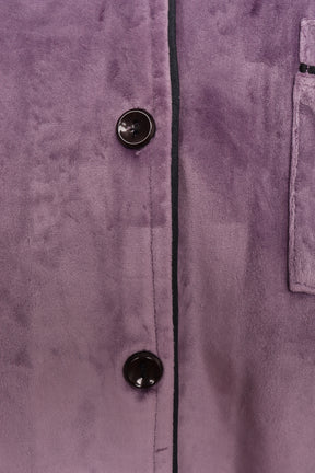 طقم بيجامة قطيفة بحواف مزخرفة