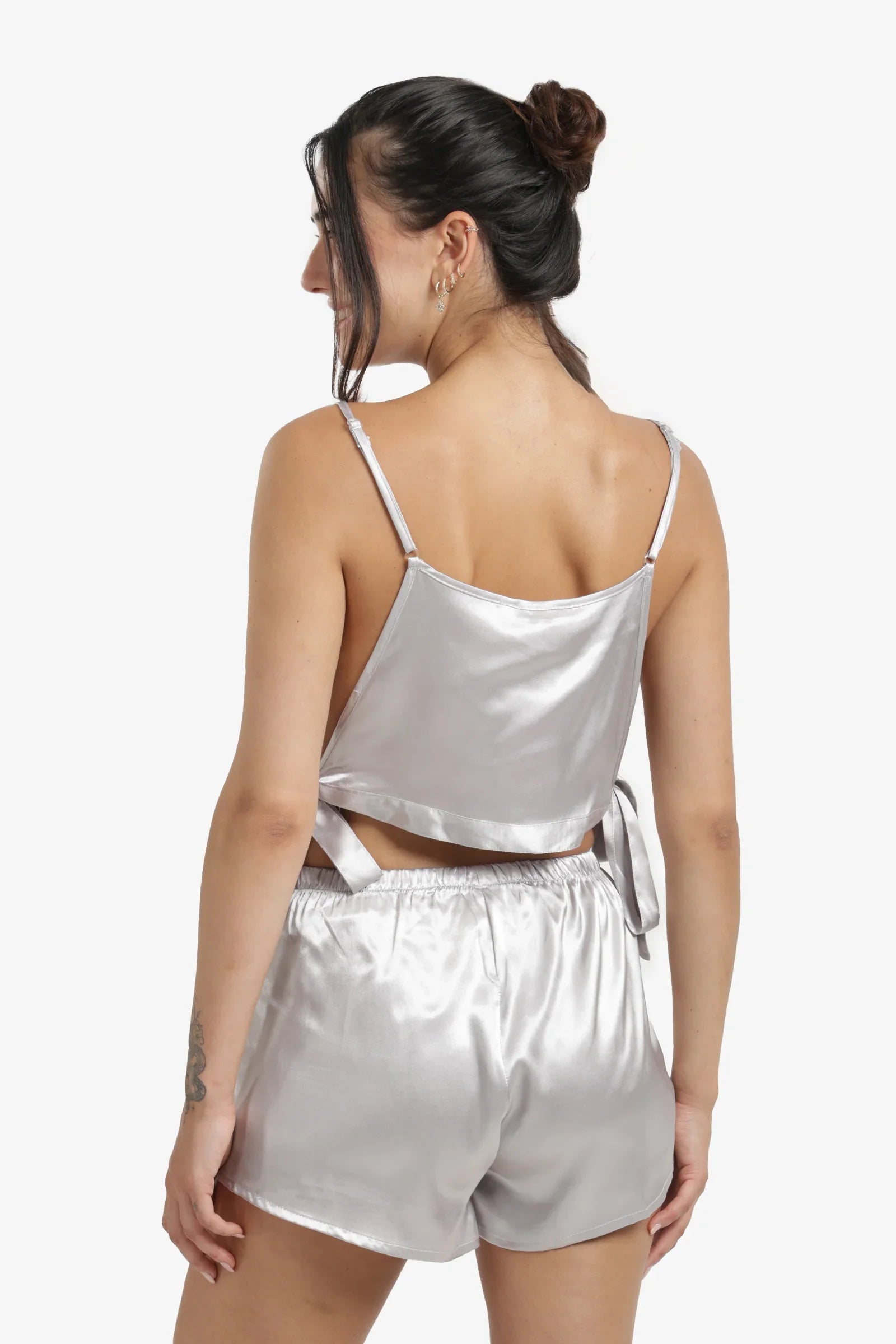 Cropped Silver Pyjama Set