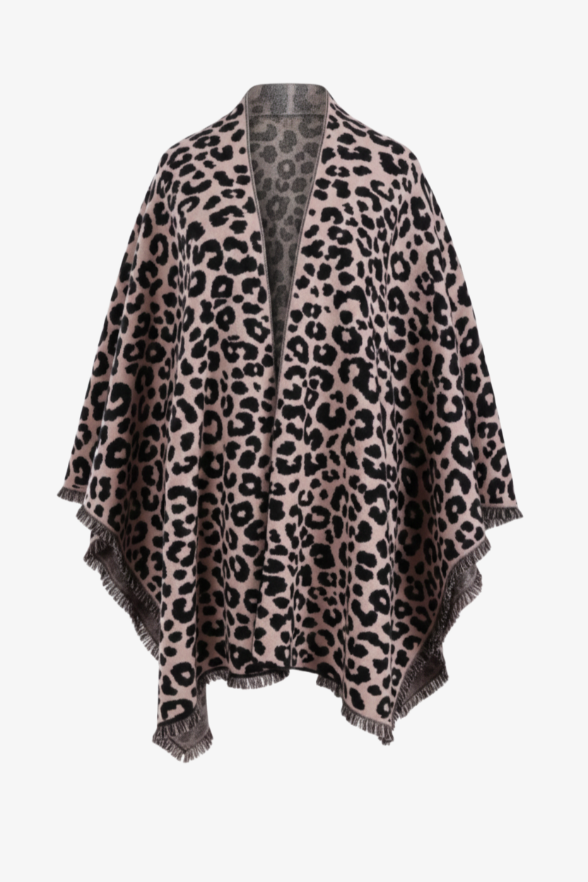 بونشو بنقشة ليوبارد  مع شراشيب