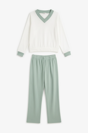 Velvet V-Neck Pyjama Set