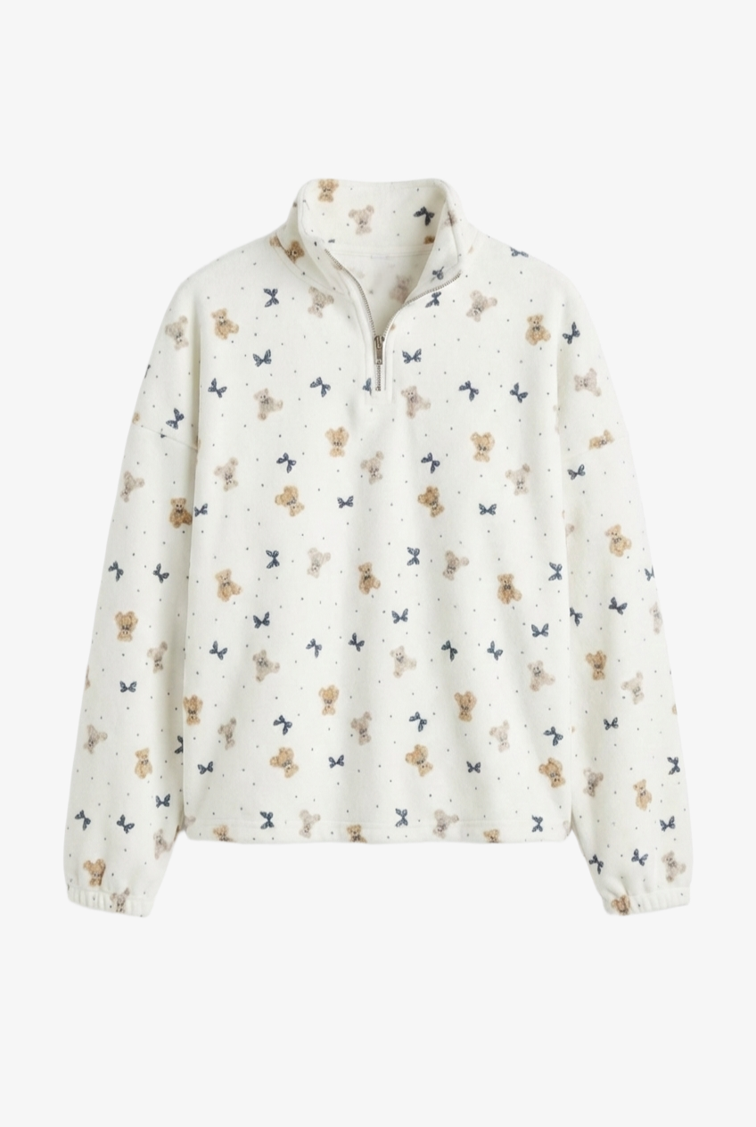 Stand Collar Printed Pyjama Set