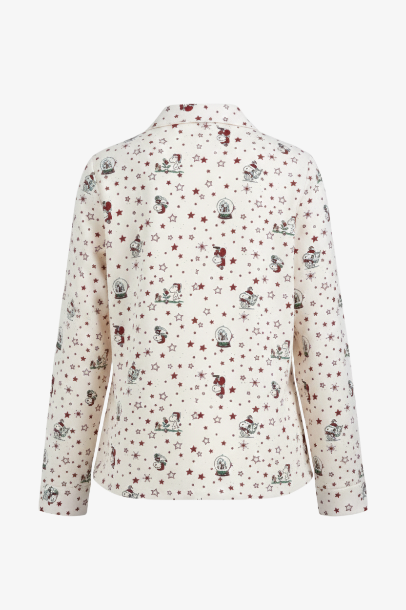 طقم بيجامة مطبوع بأزرار