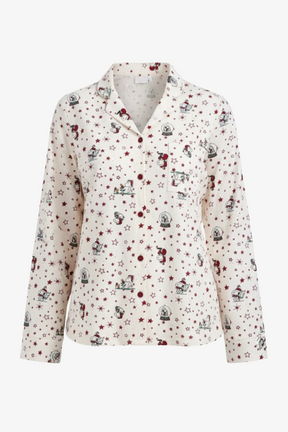 طقم بيجامة مطبوع بأزرار