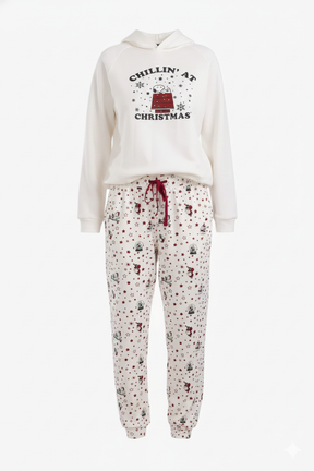 طقم بيجامة بأكمام طويلة مع كابيشو