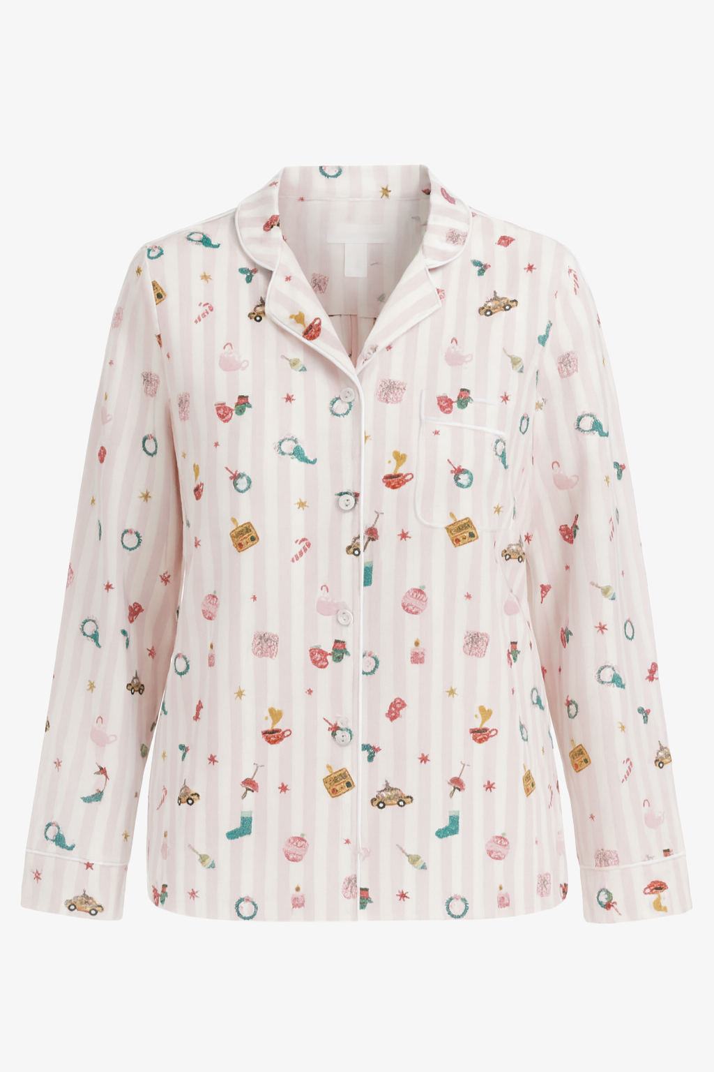 طقم بيجامة مخطط بطبعات لطيفة