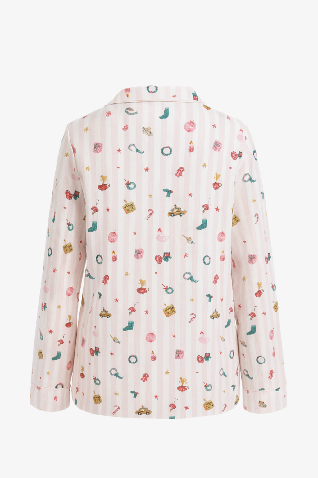 طقم بيجامة مخطط بطبعات لطيفة