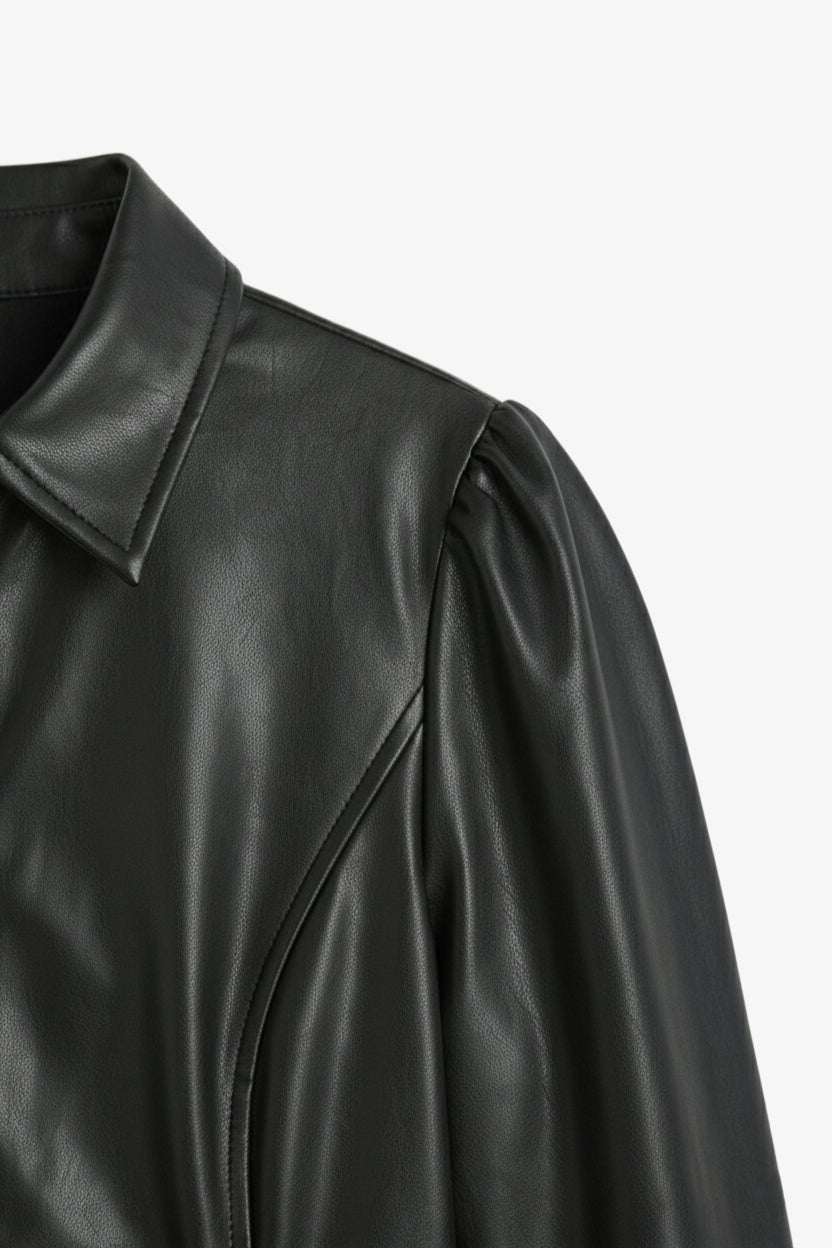 Leather Snap Button Shirt