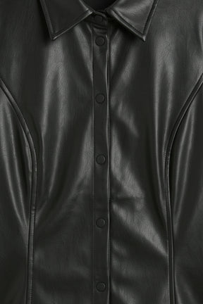 Leather Snap Button Shirt