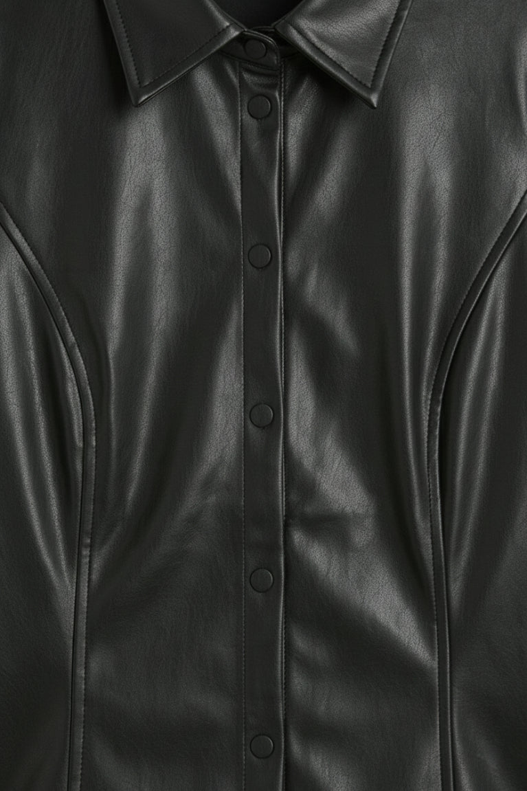 Leather Snap Button Shirt