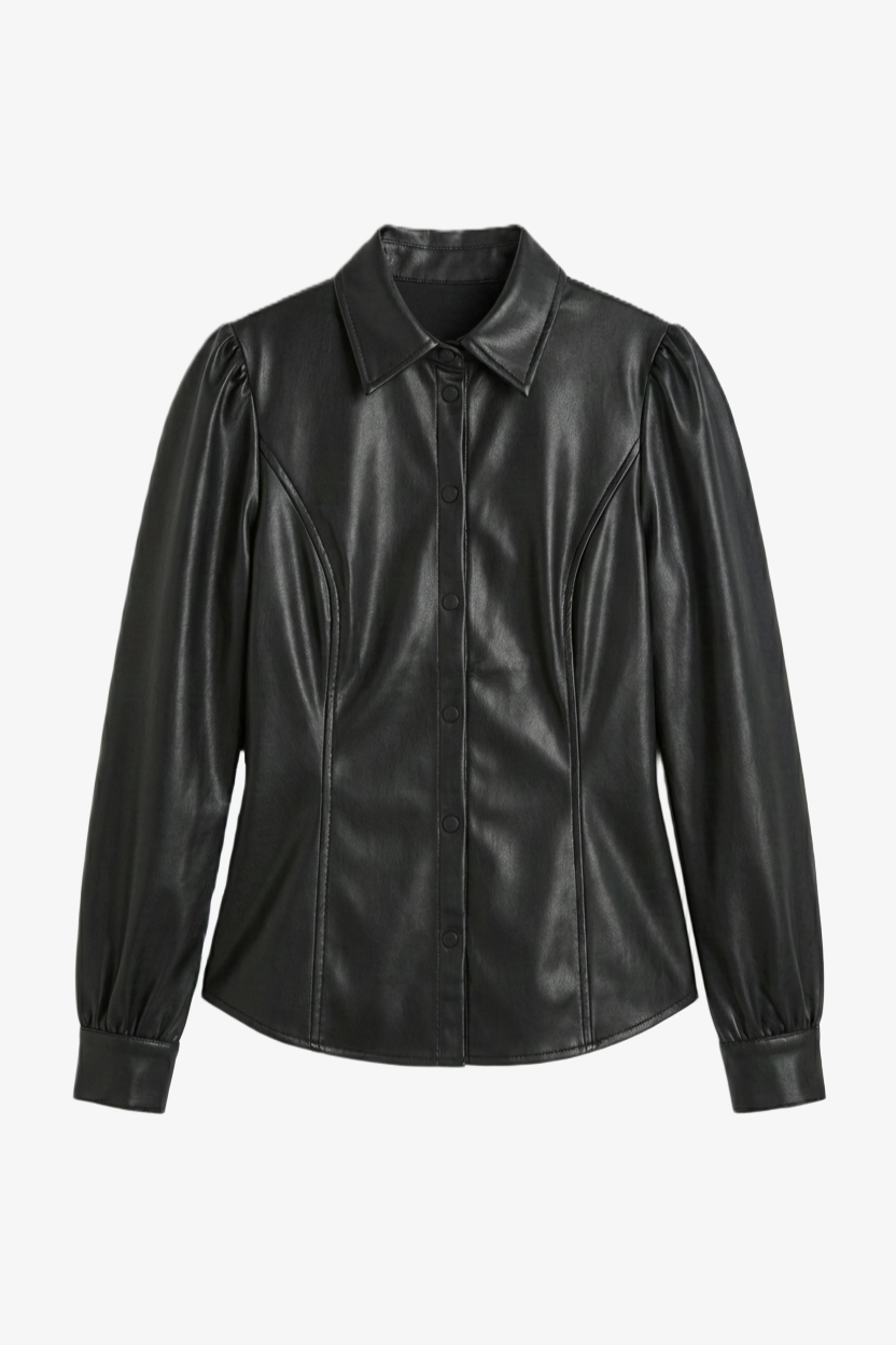 Leather Snap Button Shirt