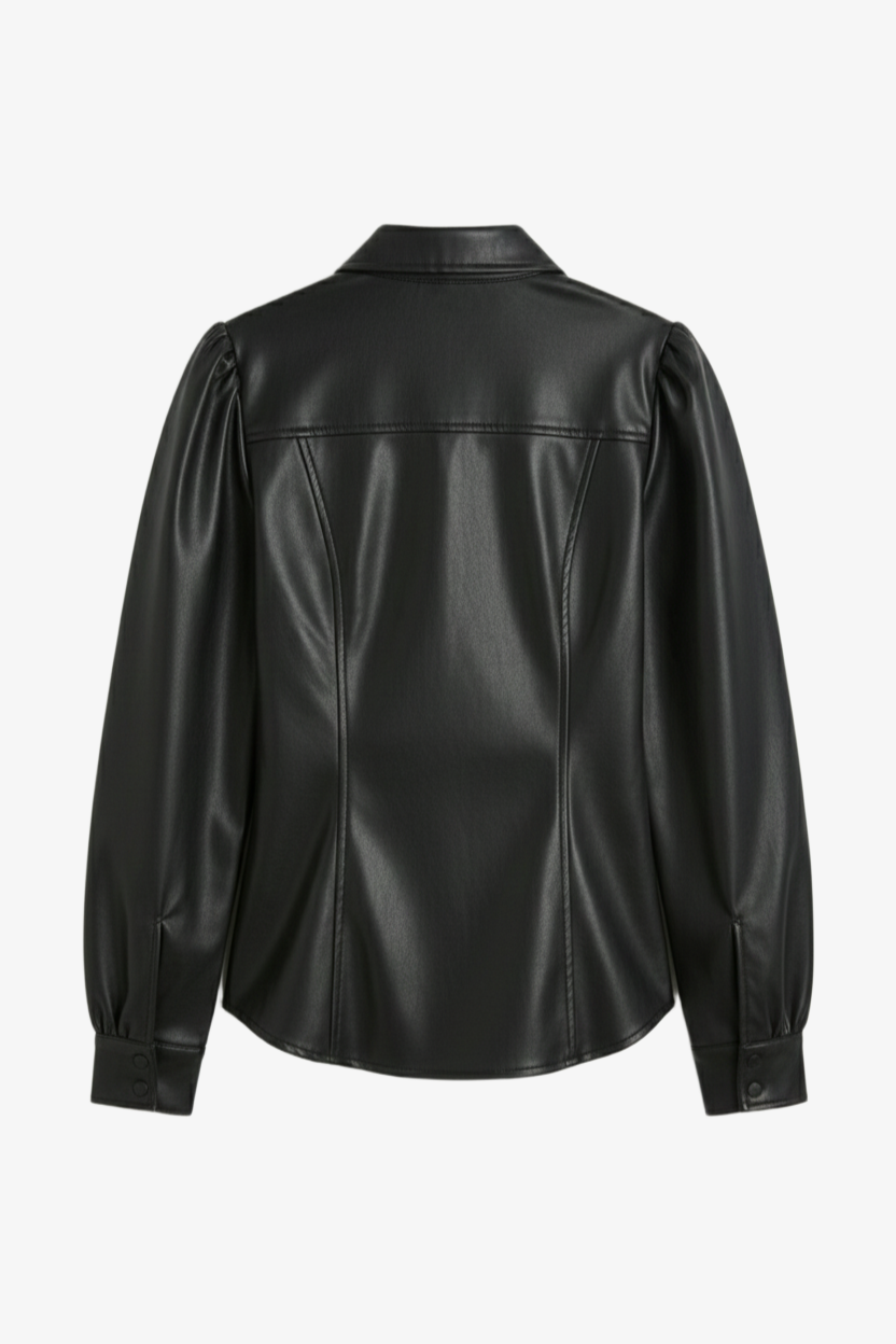 Leather Snap Button Shirt