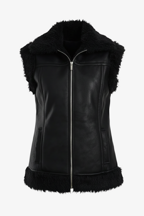 فيست جلد بأطراف مزينة بالفرو