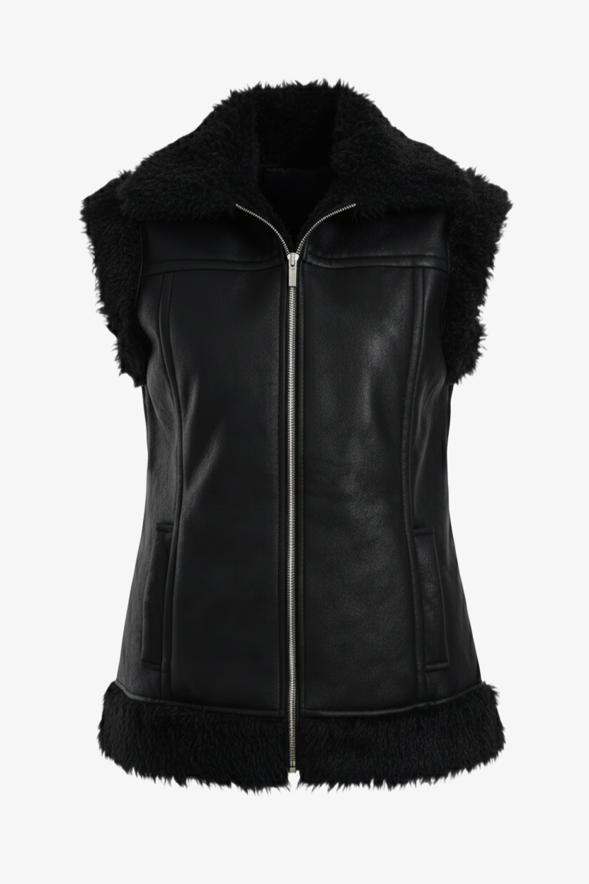 فيست جلد بأطراف مزينة بالفرو