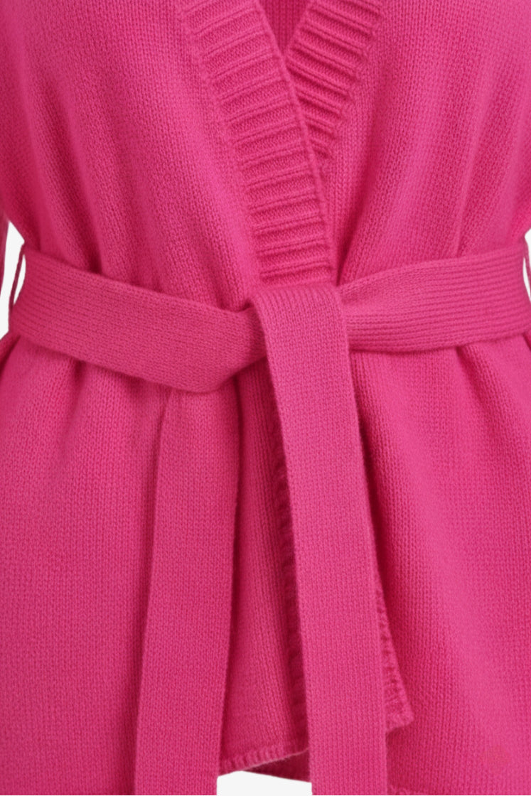 Ribbed-Trim Knit Cardigan