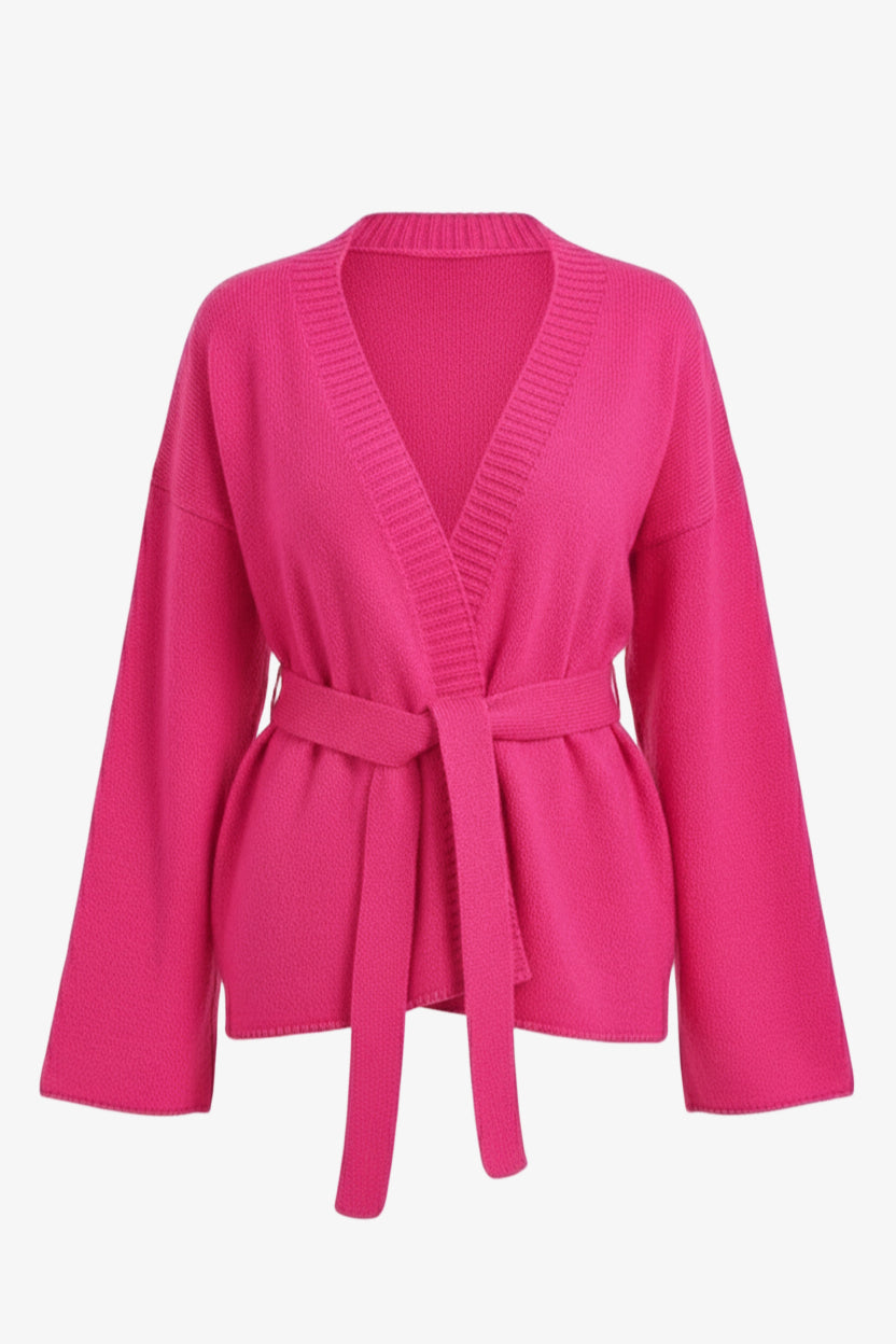 Ribbed-Trim Knit Cardigan