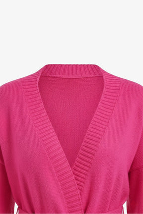 Ribbed-Trim Knit Cardigan