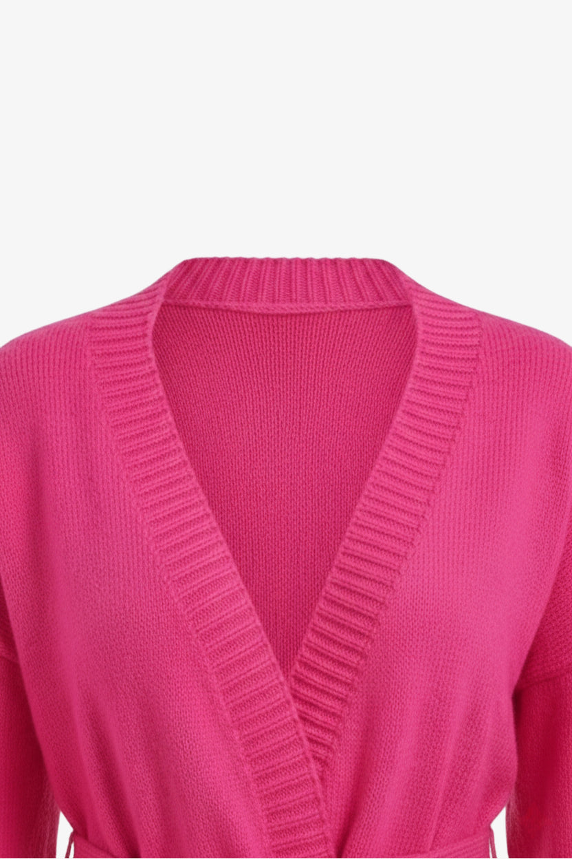 Ribbed-Trim Knit Cardigan