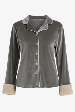 Velvet Button-Down Pyjama Set