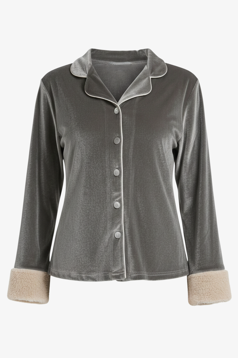 Velvet Button-Down Pyjama Set