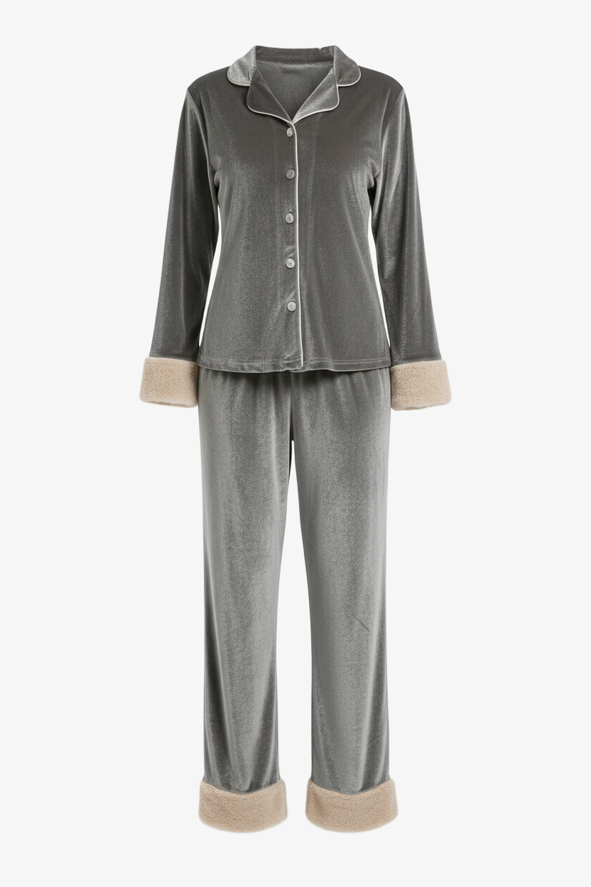 Velvet Button-Down Pyjama Set