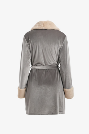 Velvet Robe with Fur Trim