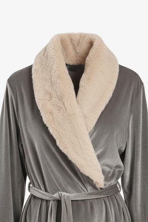 Velvet Robe with Fur Trim