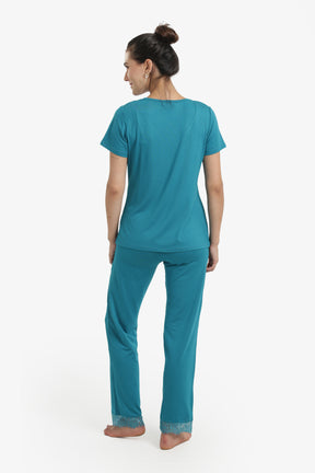 Pyjama Set with Lace Edges