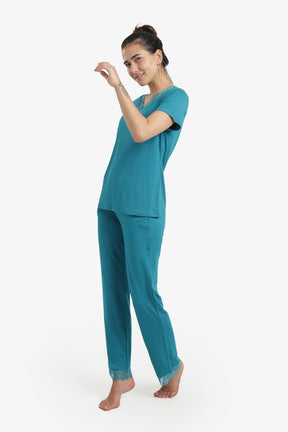 Pyjama Set with Lace Edges