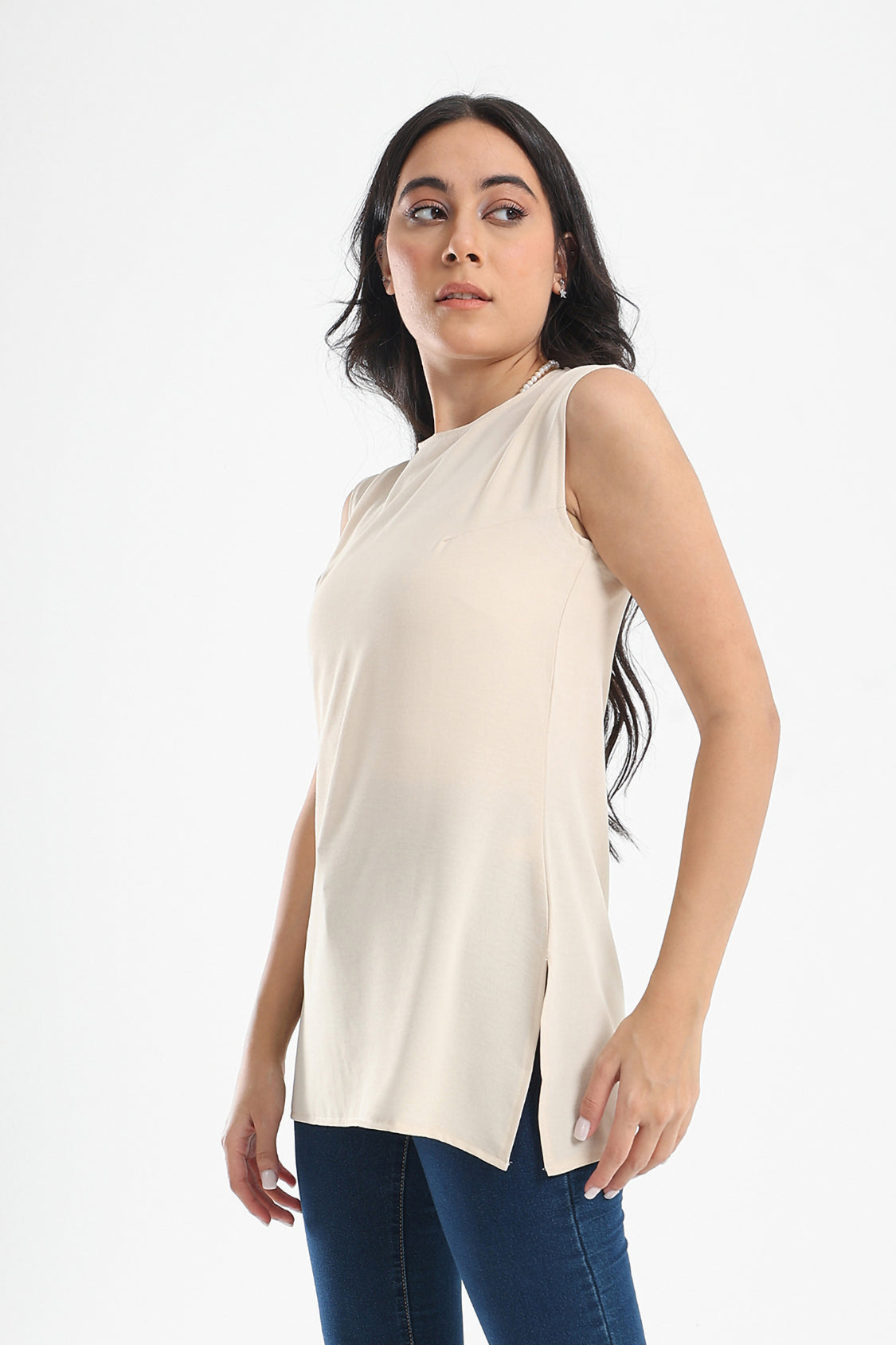 Sleeveless Plain Blouse