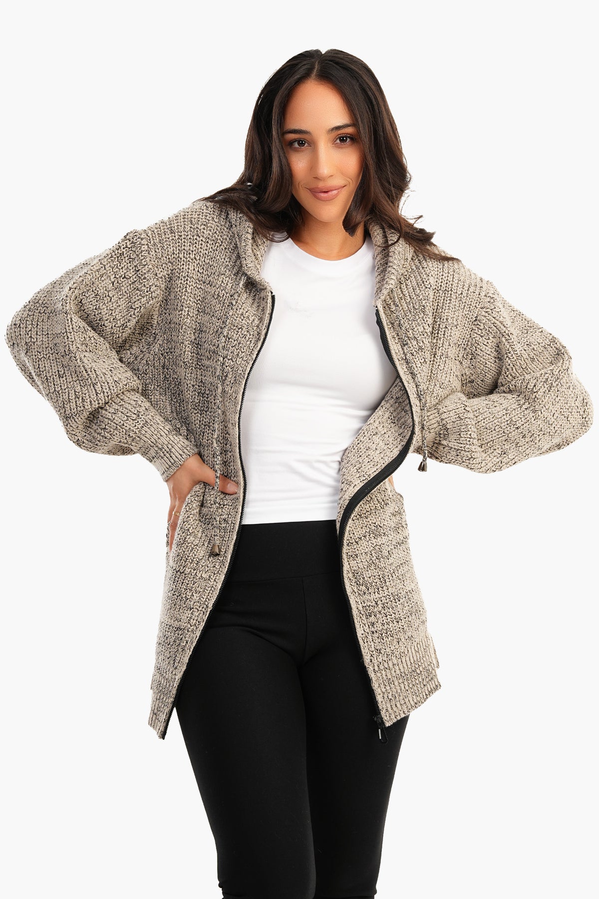 Knitted Jacket with Zipper Closure