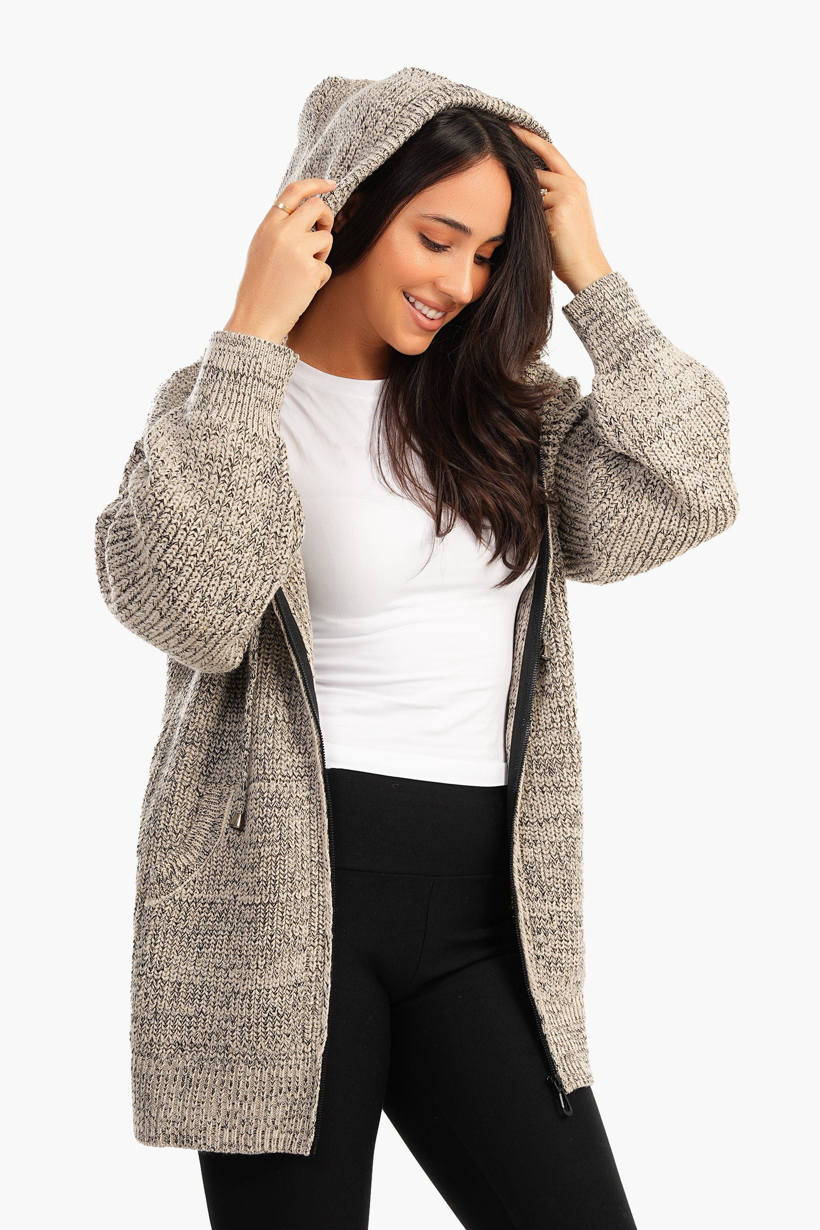 Knitted Jacket with Zipper Closure