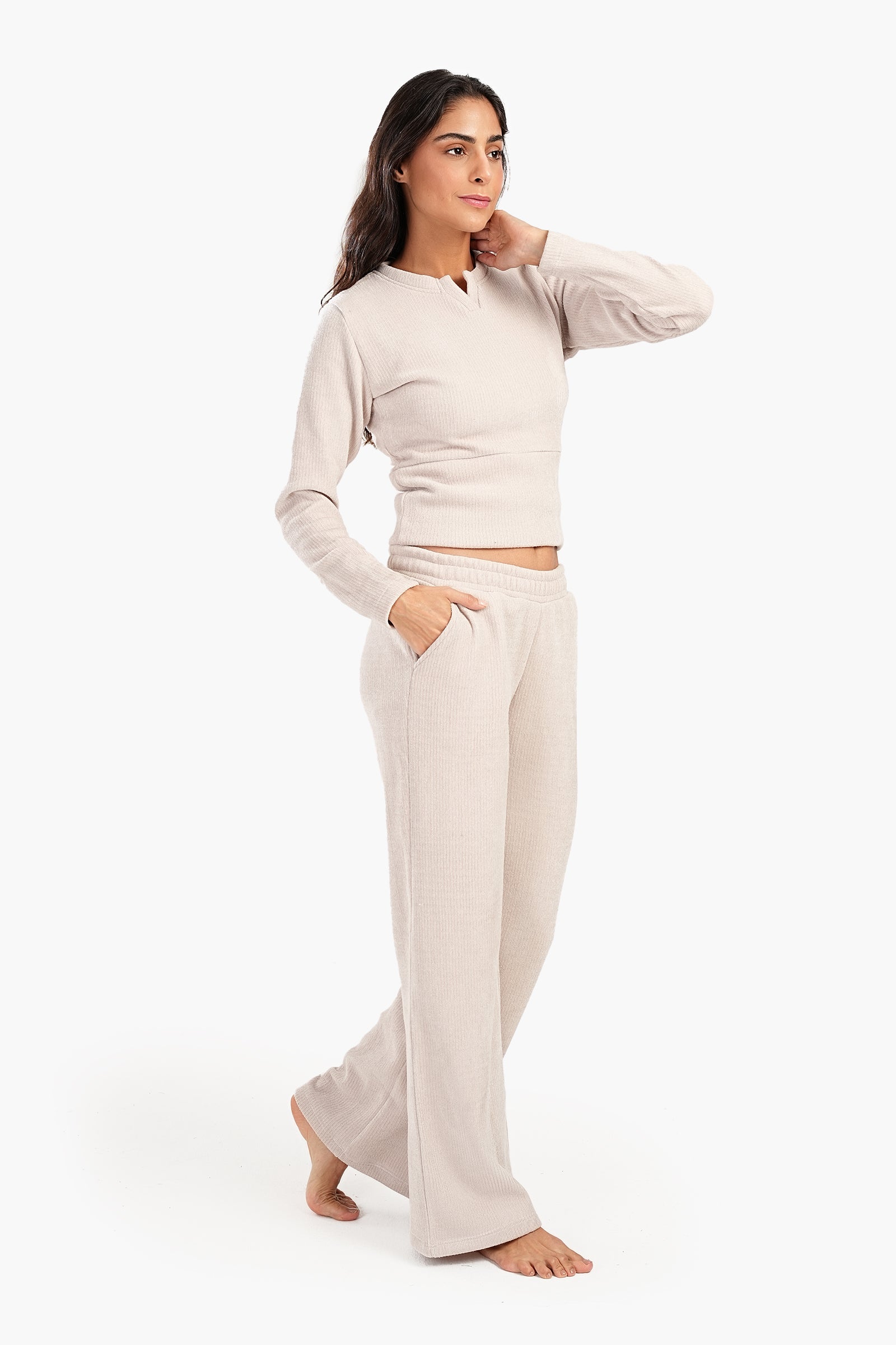 Crew Neck with V Cut Pyjama Set