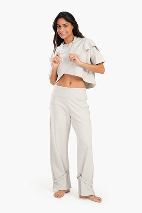 Asymmetrical Cropped Pyjama Top