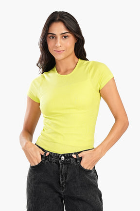 Ribbed Round Neck Top