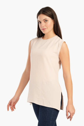 Sleeveless Blouse with Slits