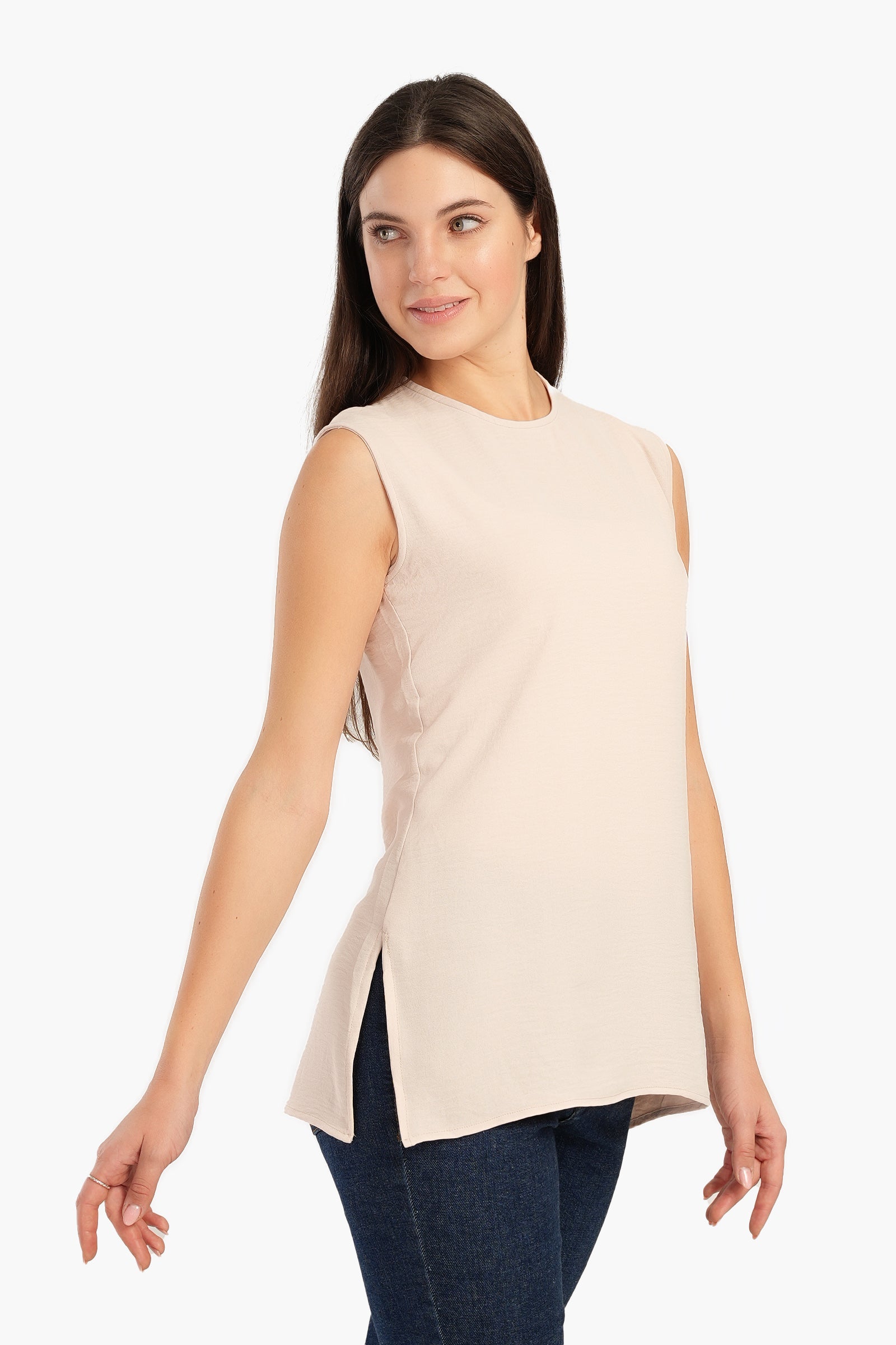 Sleeveless Blouse with Slits