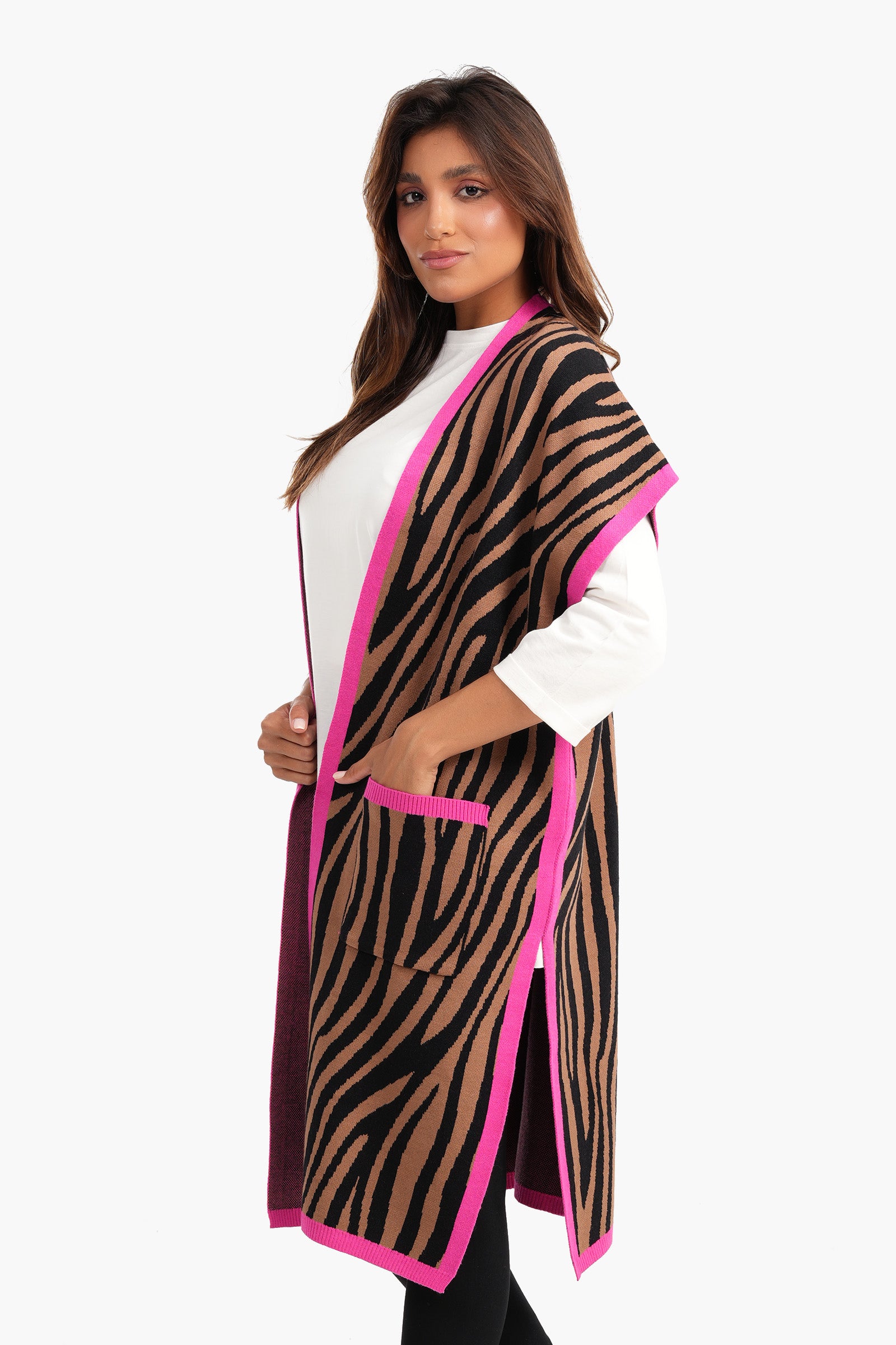 Zebra Print Wool Vest